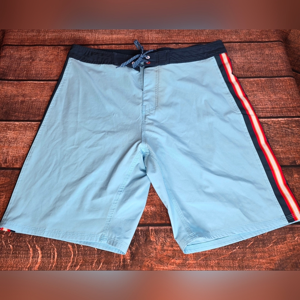 Burnside Navy Swim Board Shorts with Light Blue Lining Size 34 F-2492